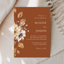 Elegant Modern Terracotta Floral Boho Fall Wedding