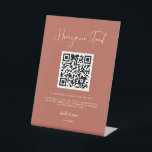 Elegant & modern terracotta Honeymoon fund QR code Pedestal Sign<br><div class="desc">A modern typography and a trendy terracotta color for your wedding stationery: choose this simple and elegant wedding suite. Fully customizable: you can change the background as well as the text color as you like. Replace the QR code with your own to give your guests access to your digital wishing...</div>