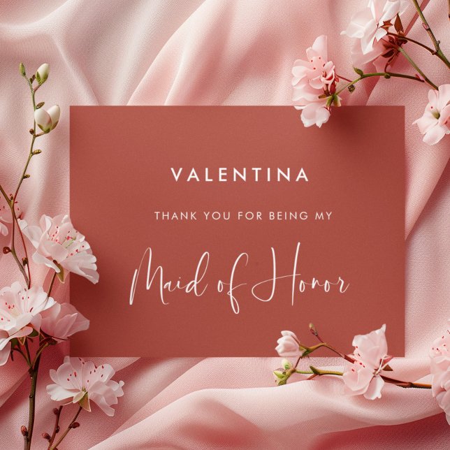Elegant & Modern Terracotta Maid of Honor Thank You Card (Creator Uploaded)