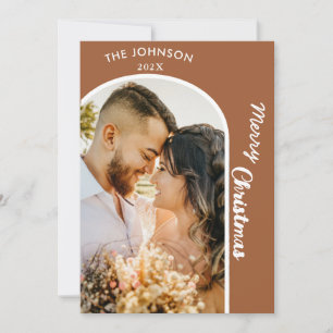 Elegant Modern Terracotta Photo Christmas Holiday Card