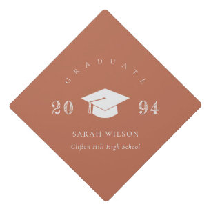 Elegant Modern Terracotta Rust Minimal Simple Graduation Cap Topper