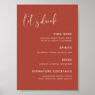Elegant & Modern Terracotta wedding Bar menu Poster