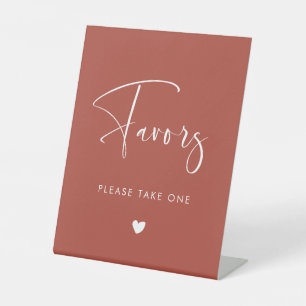 Elegant & Modern Terracotta wedding Favors Pedestal Sign