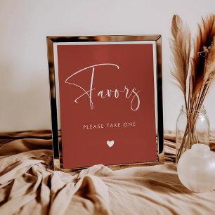 Elegant & Modern Terracotta wedding Favors sign
