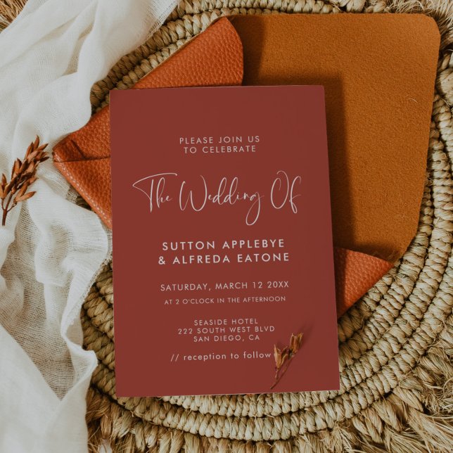 Elegant & modern terracotta wedding invitation (Creator Uploaded)