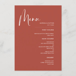 Elegant & modern Terracotta wedding Menu