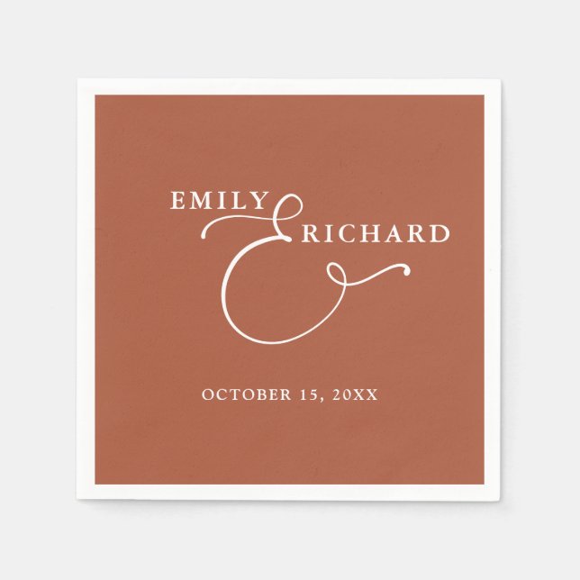 Elegant Modern Terracotta Wedding Napkins (Front)