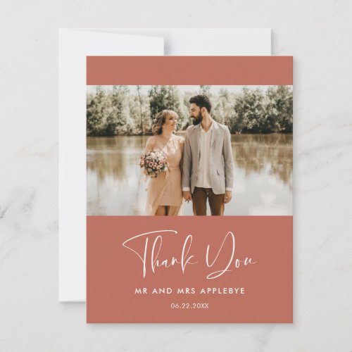 Elegant modern terracotta wedding photo Thank you