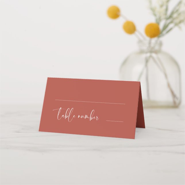 Elegant & modern Terracotta wedding Place Card (Front)