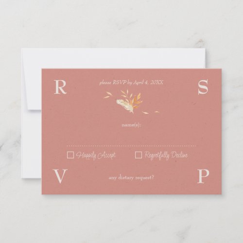 Elegant  Modern Terracotta Wedding RSVP Card