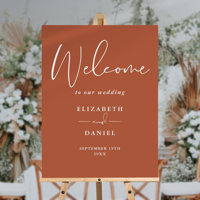 Elegant Modern Terracotta Wedding Welcome Sign (Elegant Modern Terracotta Wedding Welcome Sign)