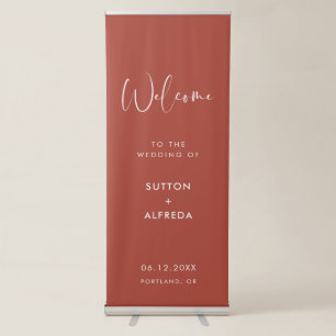 Elegant modern terracotta Welcome to our wedding Retractable Banner