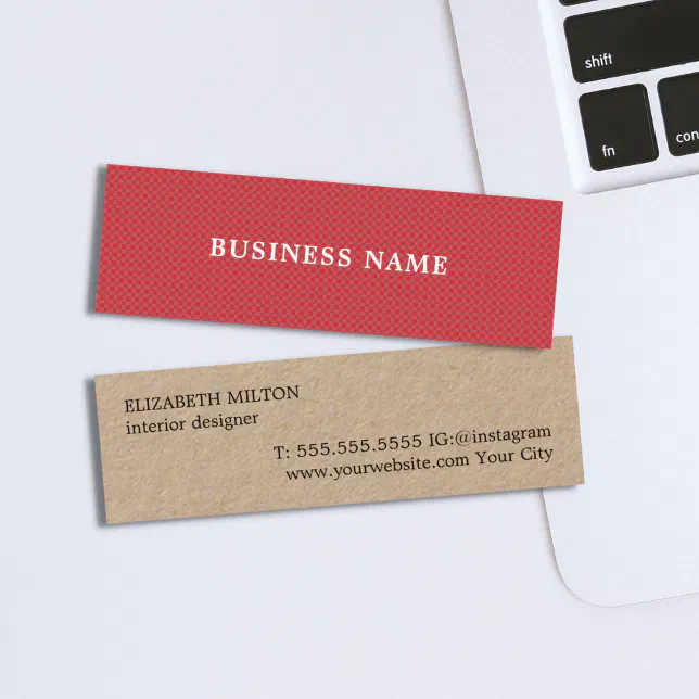 Elegant Modern Texture Red Kraft Paper Mini Business Card | Zazzle