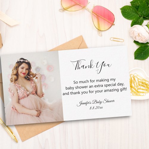 elegant modern thank you baby shower photo  note card