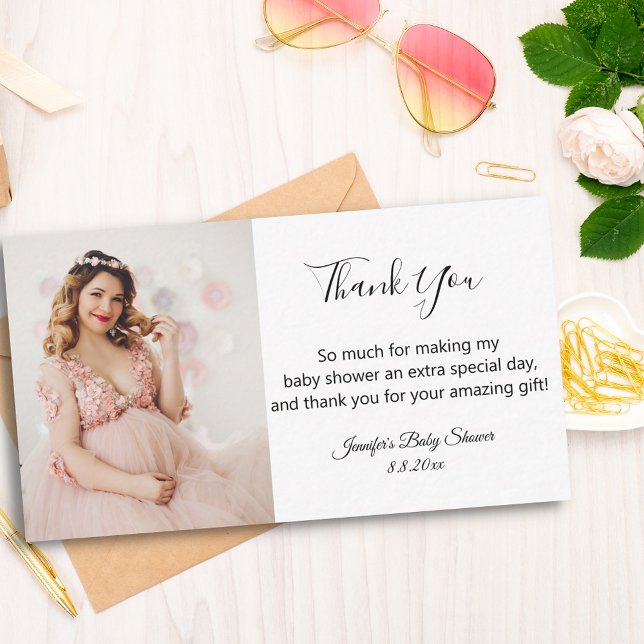 elegant modern thank you baby shower photo  note card (Creator Uploaded)