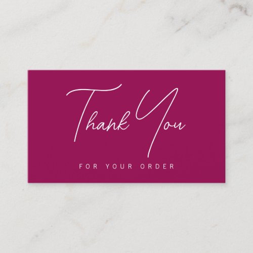 Elegant Modern Thank You For Your Order Business Card