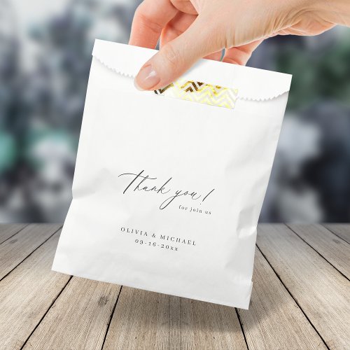 Elegant modern thank you script wedding favor bag