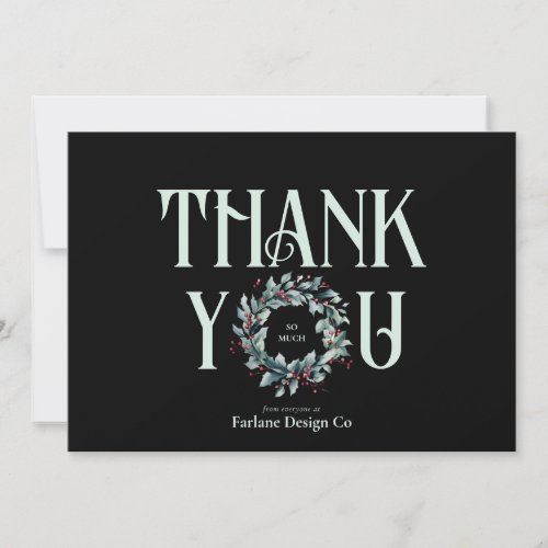 Elegant Modern Thank you Wreath Business Holiday Card