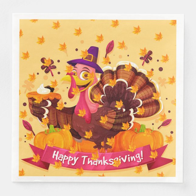 Elegant Modern Thanksgiving Popular Paper Dinner Napkins (Front)