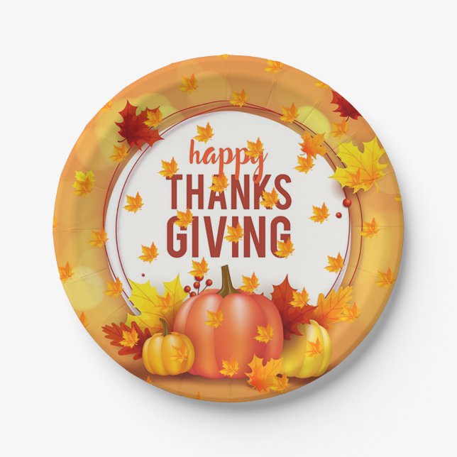 Elegant Modern Thanksgiving Popular Paper Plates (Front)