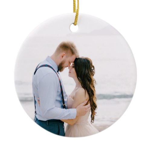 Elegant Modern The New Mr and Mrs Wedding Photo Ceramic Ornament
