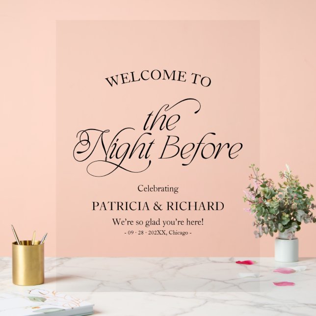 Elegant Modern The Night Before Welcome Sign (Wedding)