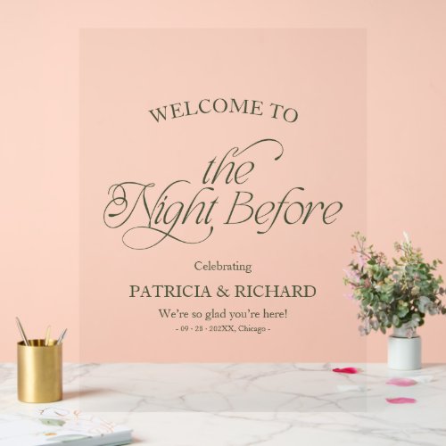 Elegant Modern The Night Before Welcome Sign