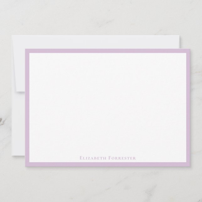 Elegant Modern Thistle Purple Border Flat Note (Front)