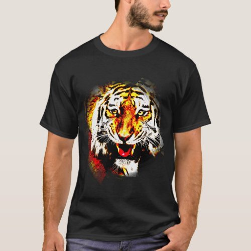 Elegant Modern Tiger Template Black Color T_Shirt