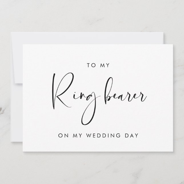 Elegant Modern To my Ring bearer wedding day card (Front)