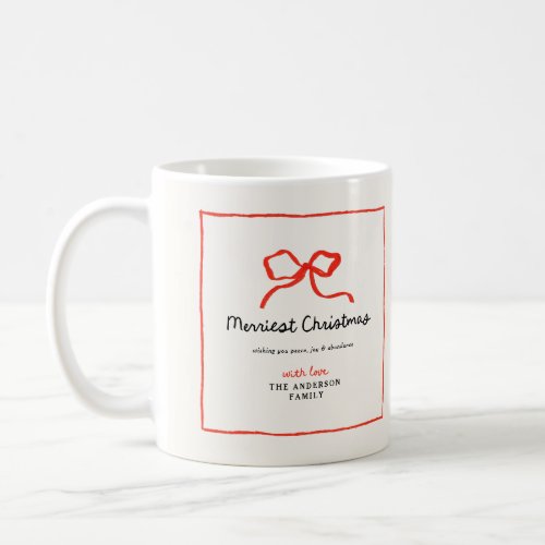 Elegant modern traditional red bow Christmas Coffee Mug