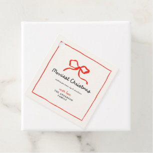 Elegant modern traditional red bow Christmas Favor Tags