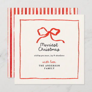 Elegant modern traditional red bow Christmas Holiday Card
