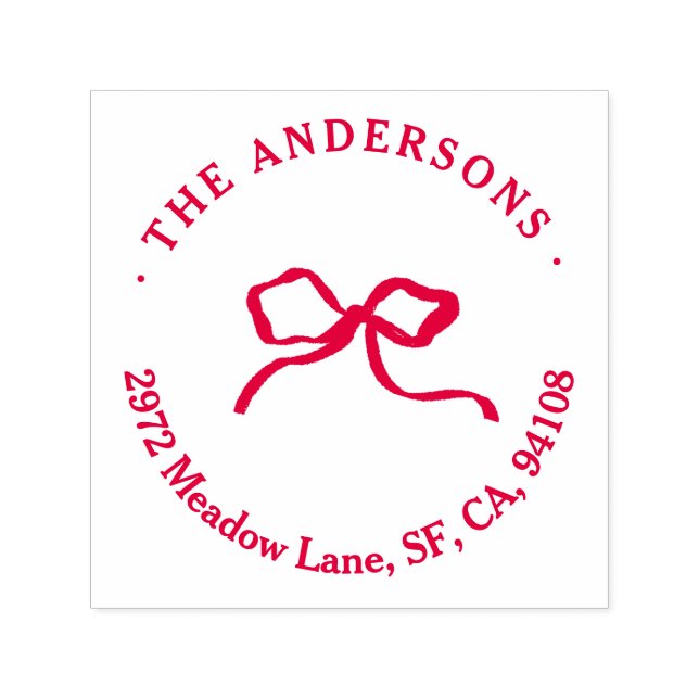 Elegant modern traditional red bow Christmas Self-inking Stamp (Design)