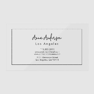 Elegant Modern Transparent Black Frame Plastic Clear Business Cards