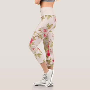 Elegant Modern Trendy Floral Capri Leggings