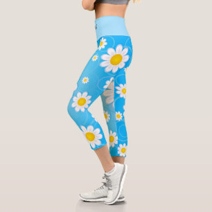 Elegant Modern Trendy Floral Capri Leggings