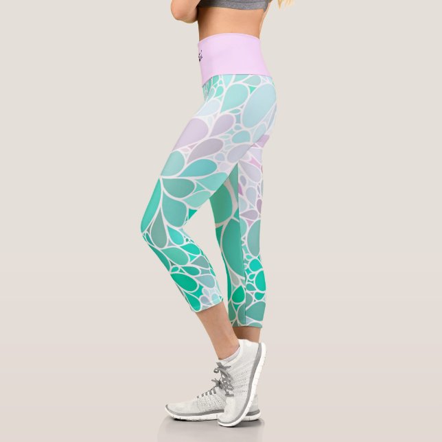 Elegant Modern Trendy Floral Capri Leggings (Left)
