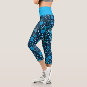Elegant Modern Trendy Floral Capri Leggings