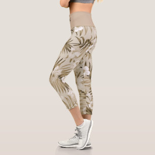 Elegant Modern Trendy Floral Capri Leggings