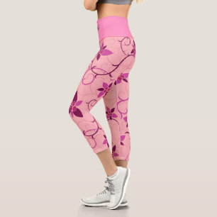 Elegant Modern Trendy Floral Capri Leggings