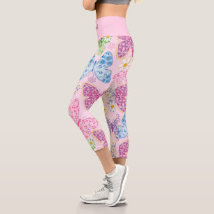 Elegant Modern Trendy Floral Capri Leggings