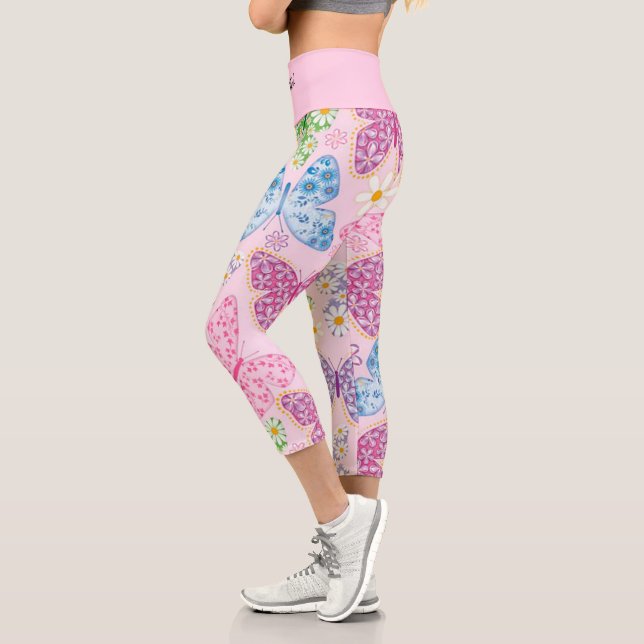 Elegant Modern Trendy Floral Capri Leggings (Left)
