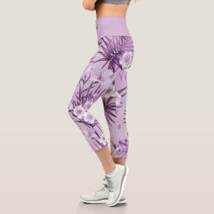 Elegant Modern Trendy Floral Capri Leggings