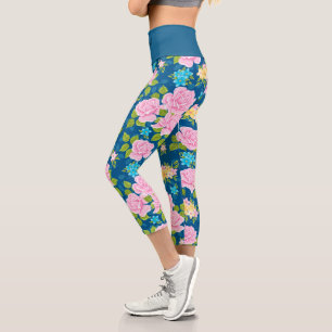 Elegant Modern Trendy Floral Capri Leggings