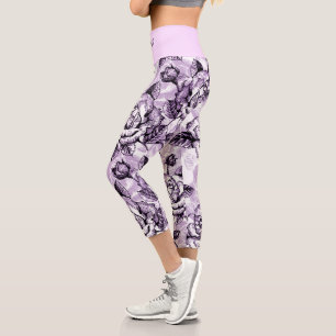 Elegant Modern Trendy Floral Capri Leggings