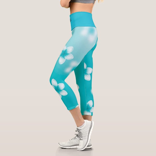 Elegant Modern Trendy Floral Capri Leggings (Left)