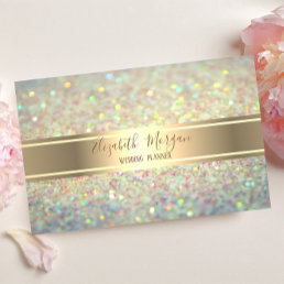 Elegant Modern Trendy Glitter Bokeh,Gold Stripe Business Card