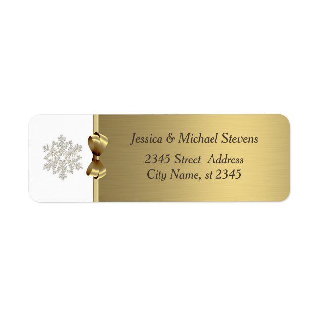 Elegant modern trendy gold holiday snowflake label (Front)