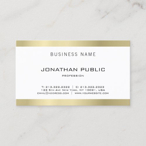 Elegant Modern Trendy Gold Look Plain Luxury Business Card